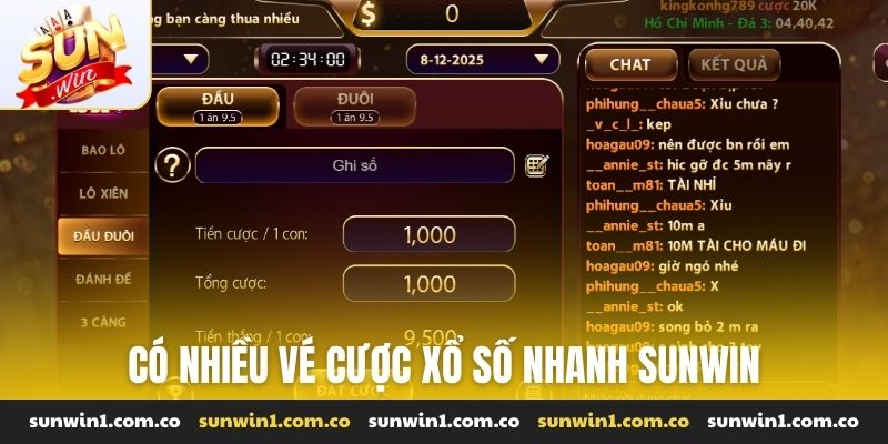 Có nhiều vé cược xổ số nhanh Sunwin