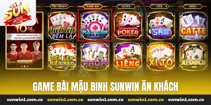 Game bài Mậu binh Sunwin ăn khách